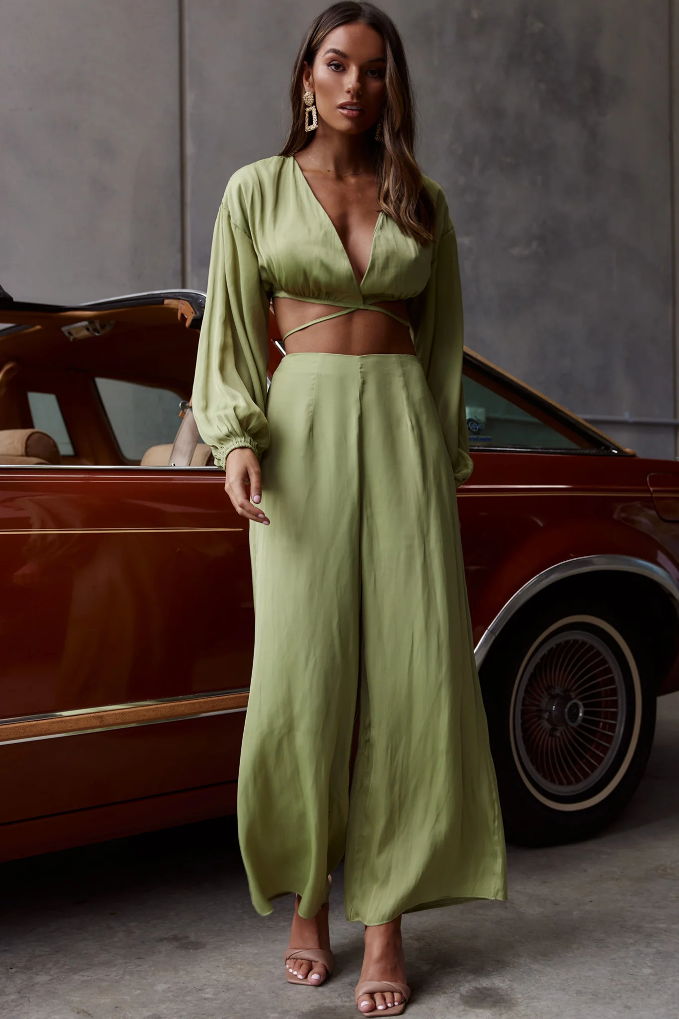 Lilian Wide Legs Pants Olive