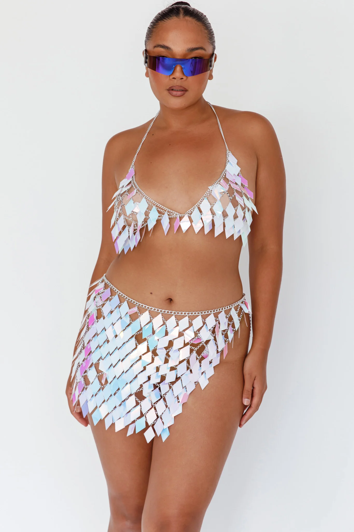 River Festival Shiny Sequins 2 Piece Set Purple