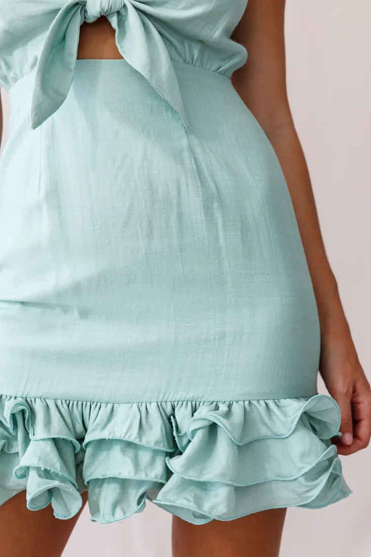 Richel Tie-Knot Bust Frill Hem Dress Pistachio