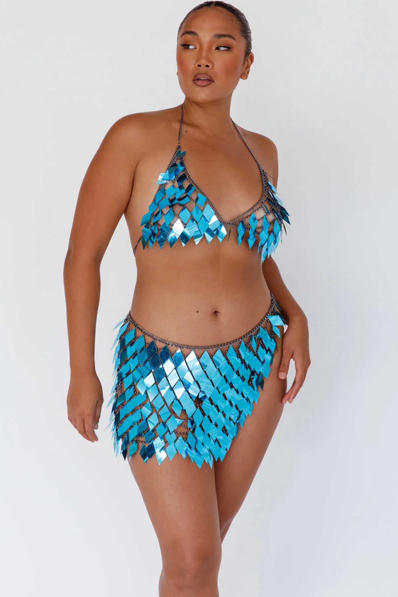 River Festival Shiny Sequins 2 Piece Set Blue