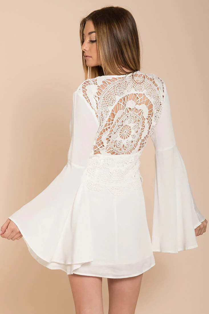 Carmen Bell Sleeve Dress White