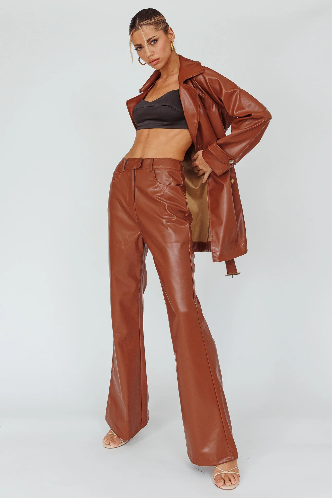 Coussin Faux Leather Pants Terracotta