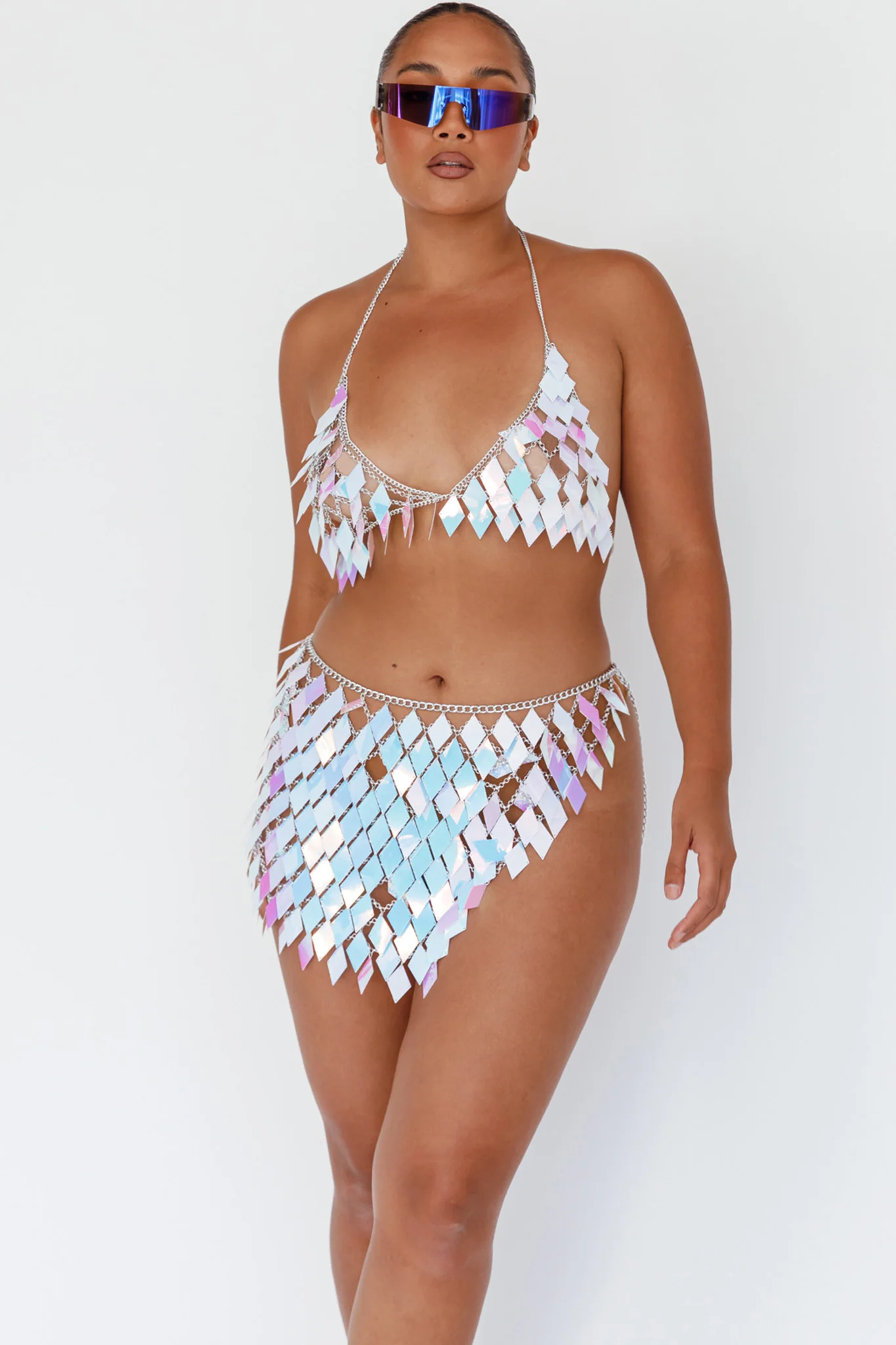 River Festival Shiny Sequins 2 Piece Set Purple