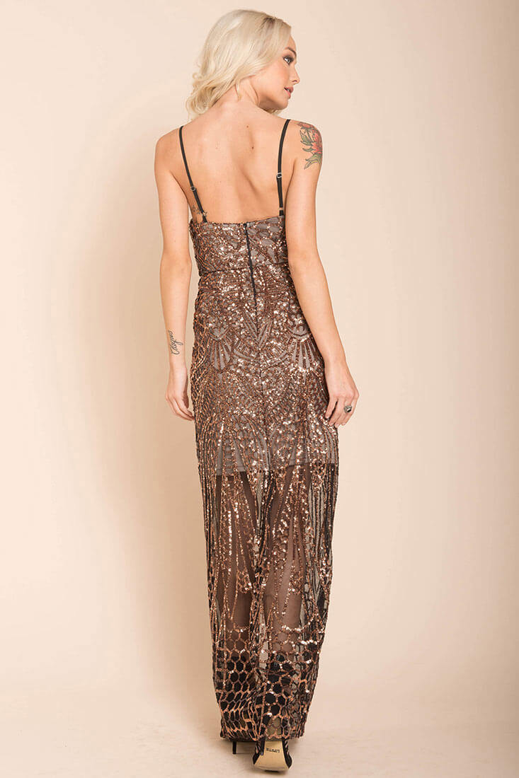 Miya Sequin Gala Dress Black