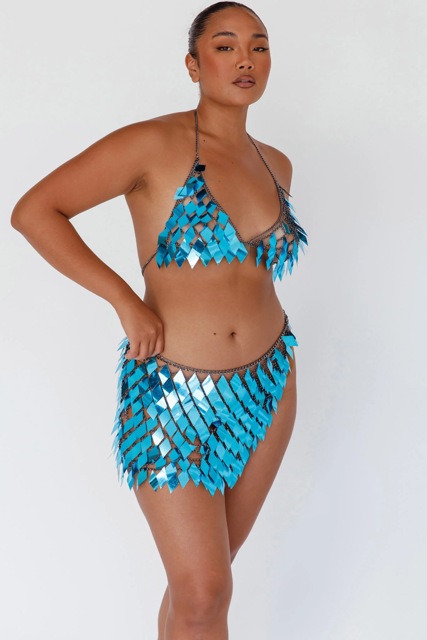 River Festival Shiny Sequins 2 Piece Set Blue
