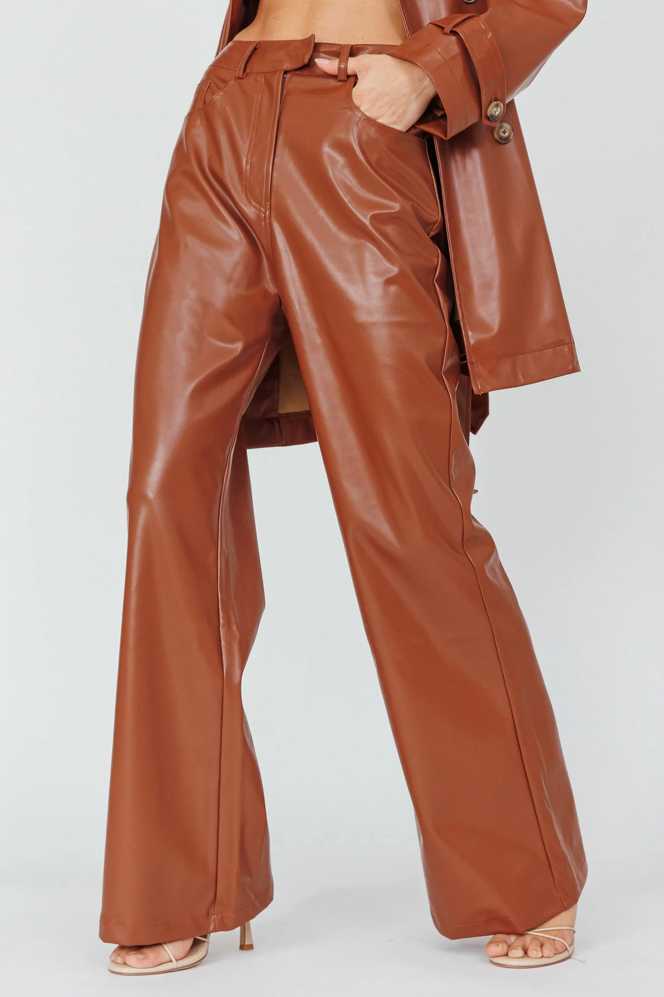 Coussin Faux Leather Pants Terracotta