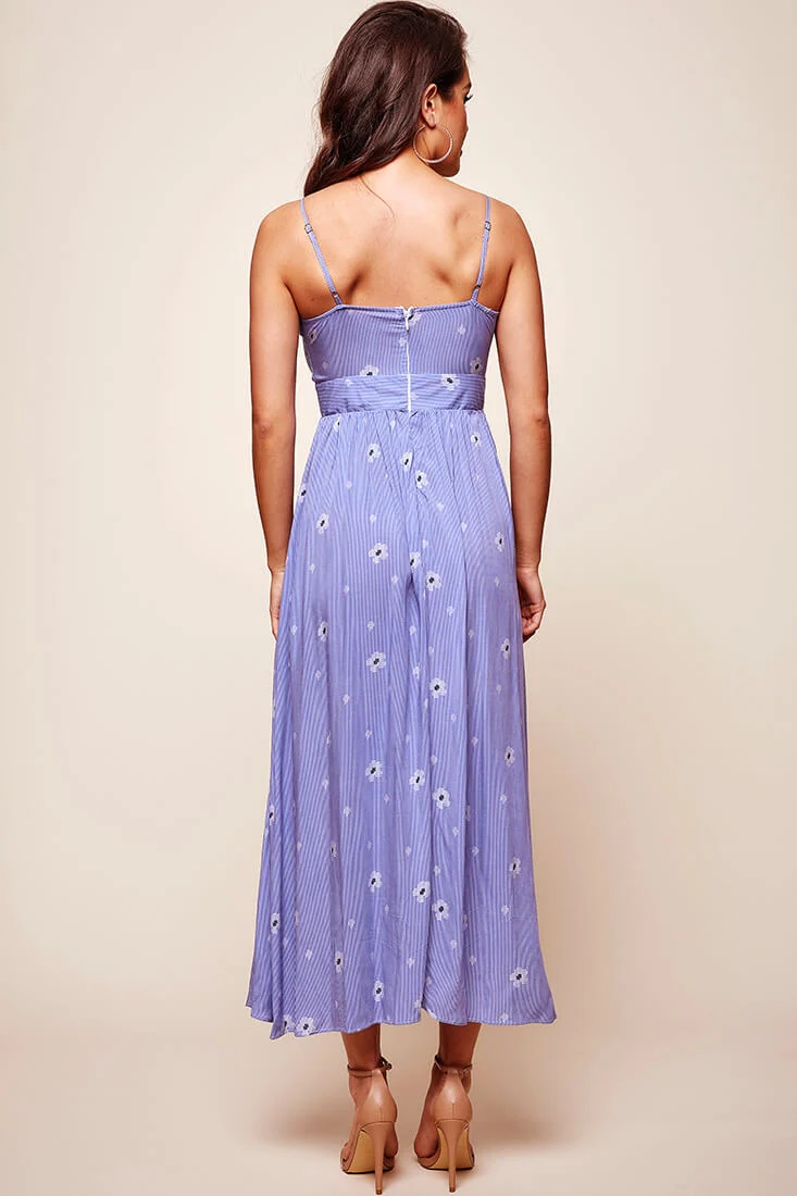 Kiki Thin Stripe Maxi Dress Light Blue