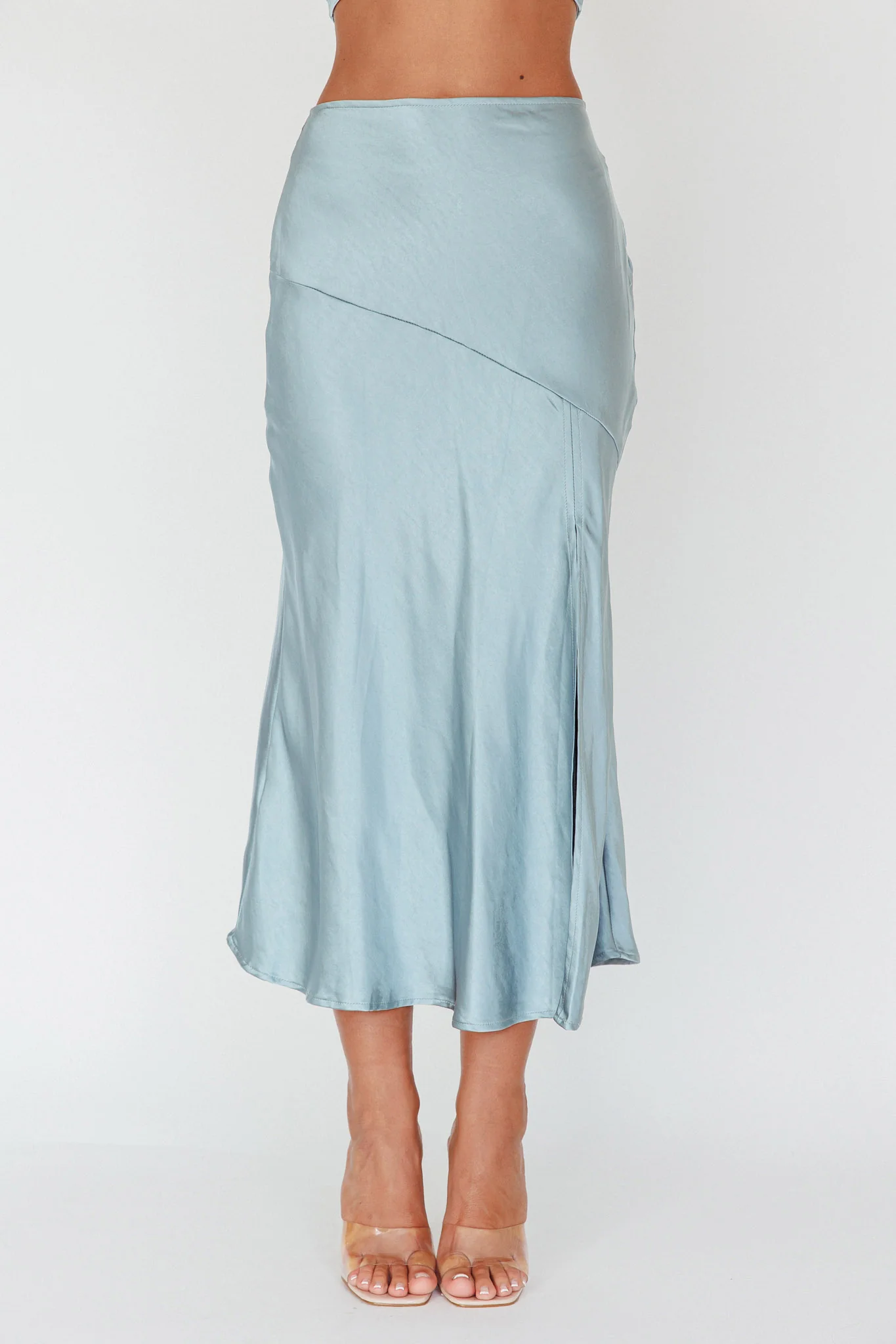 Well Versed Split Midi Skirt Sage