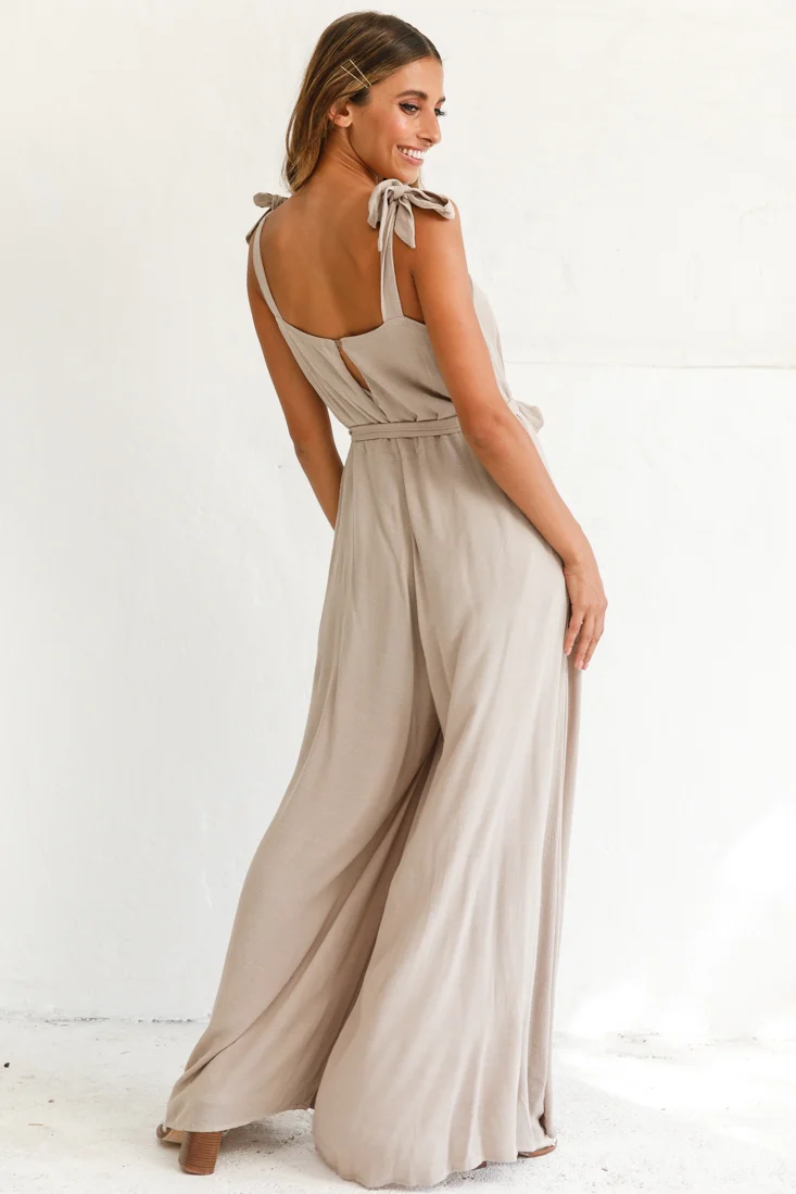 Talitha Tie Strap Wide Leg Jumpsuit Stone