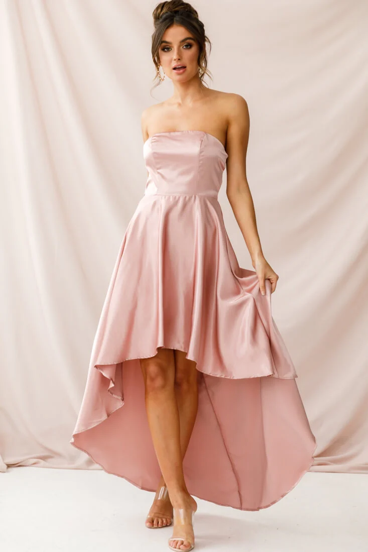 Belle Strapless High-Low Hem Dress Mocha