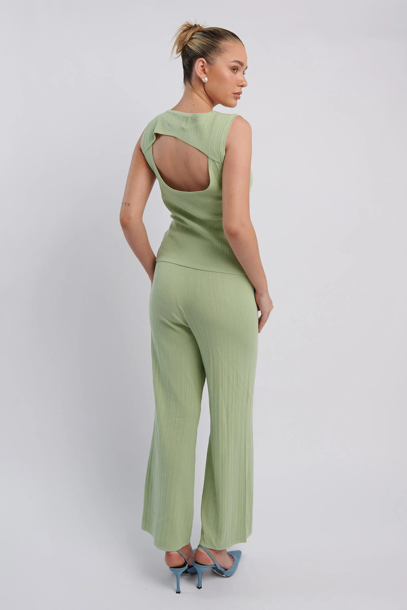 Rossana Long Knit Pants Sage