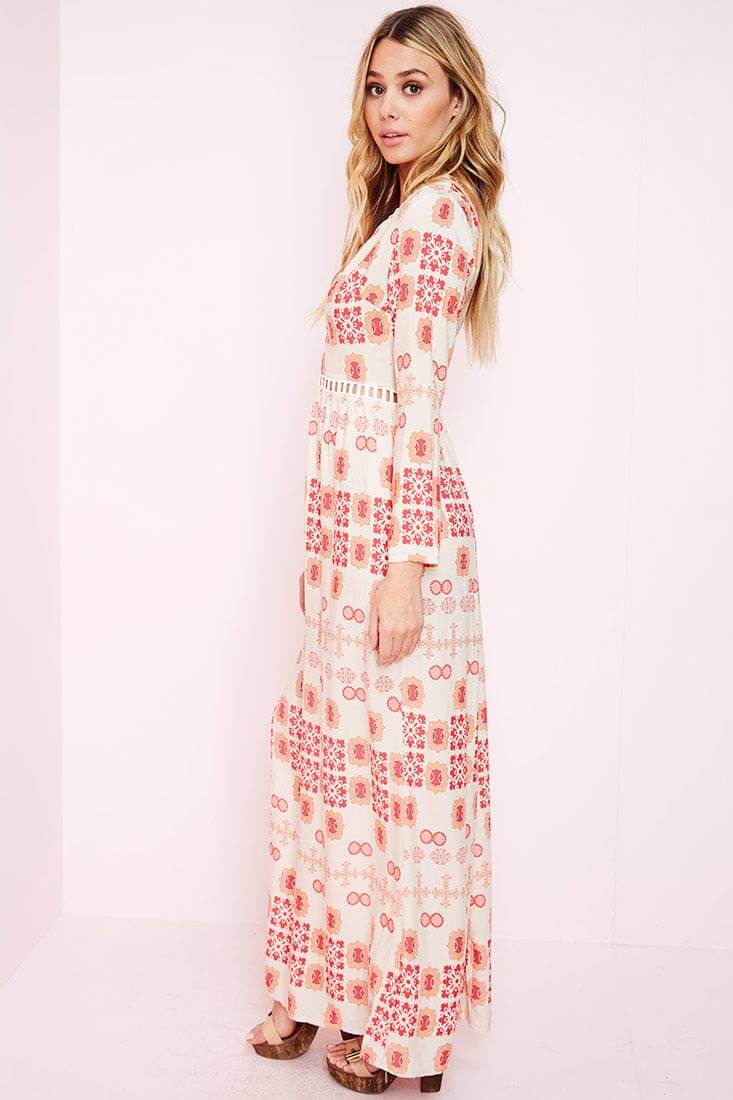 Avery Casual Maxi Dress Red Print