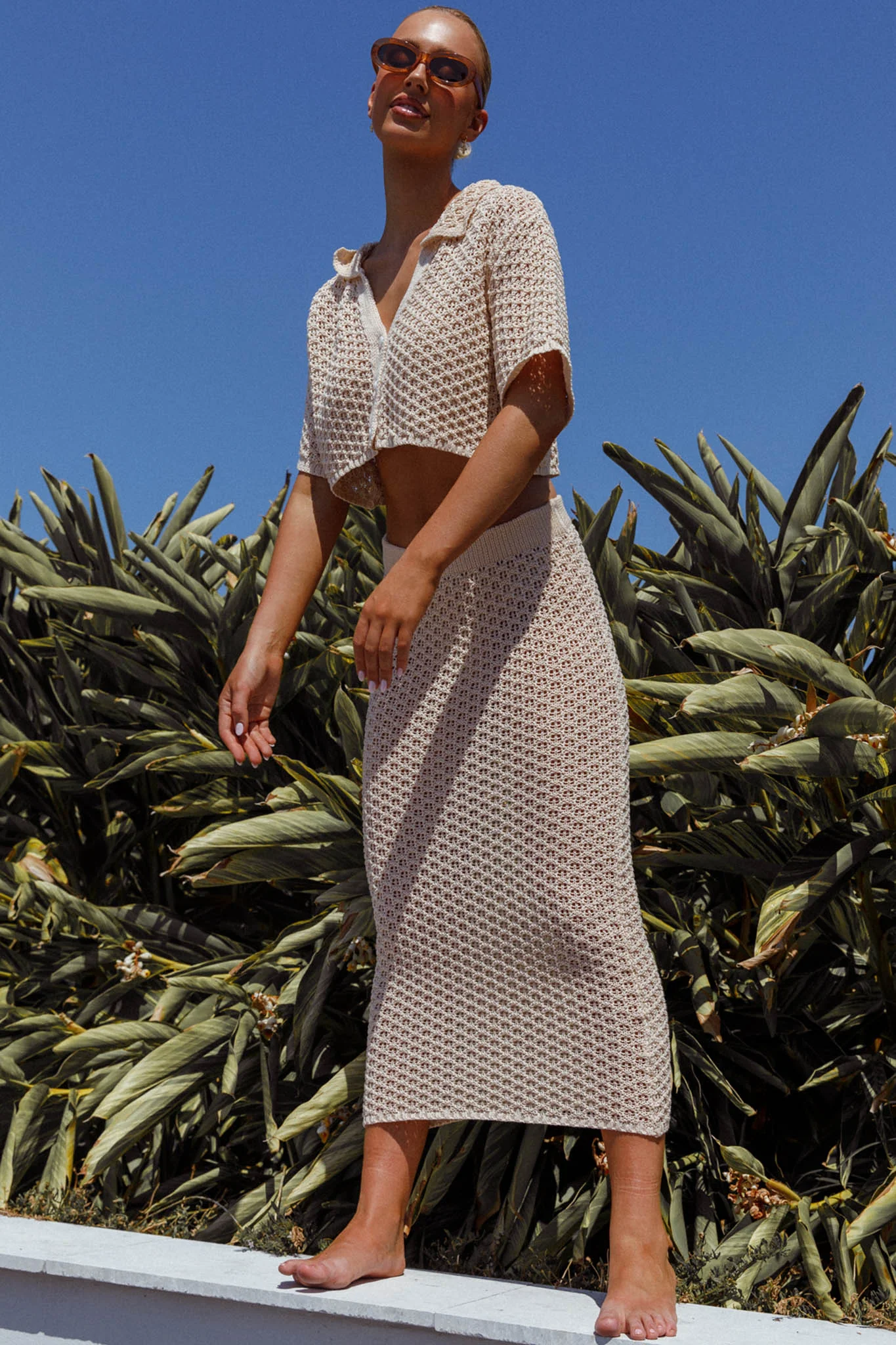 Summer Sunset Crochet Maxi Skirt Oat