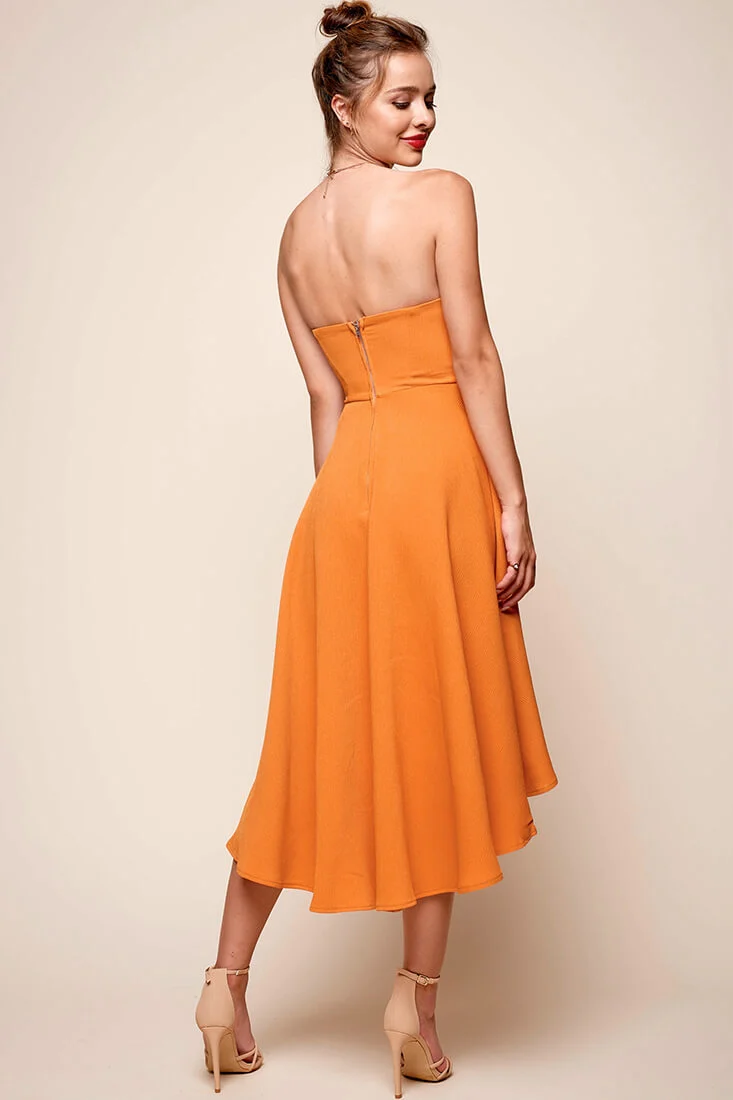Monogram Strapless Midi Dress Mango