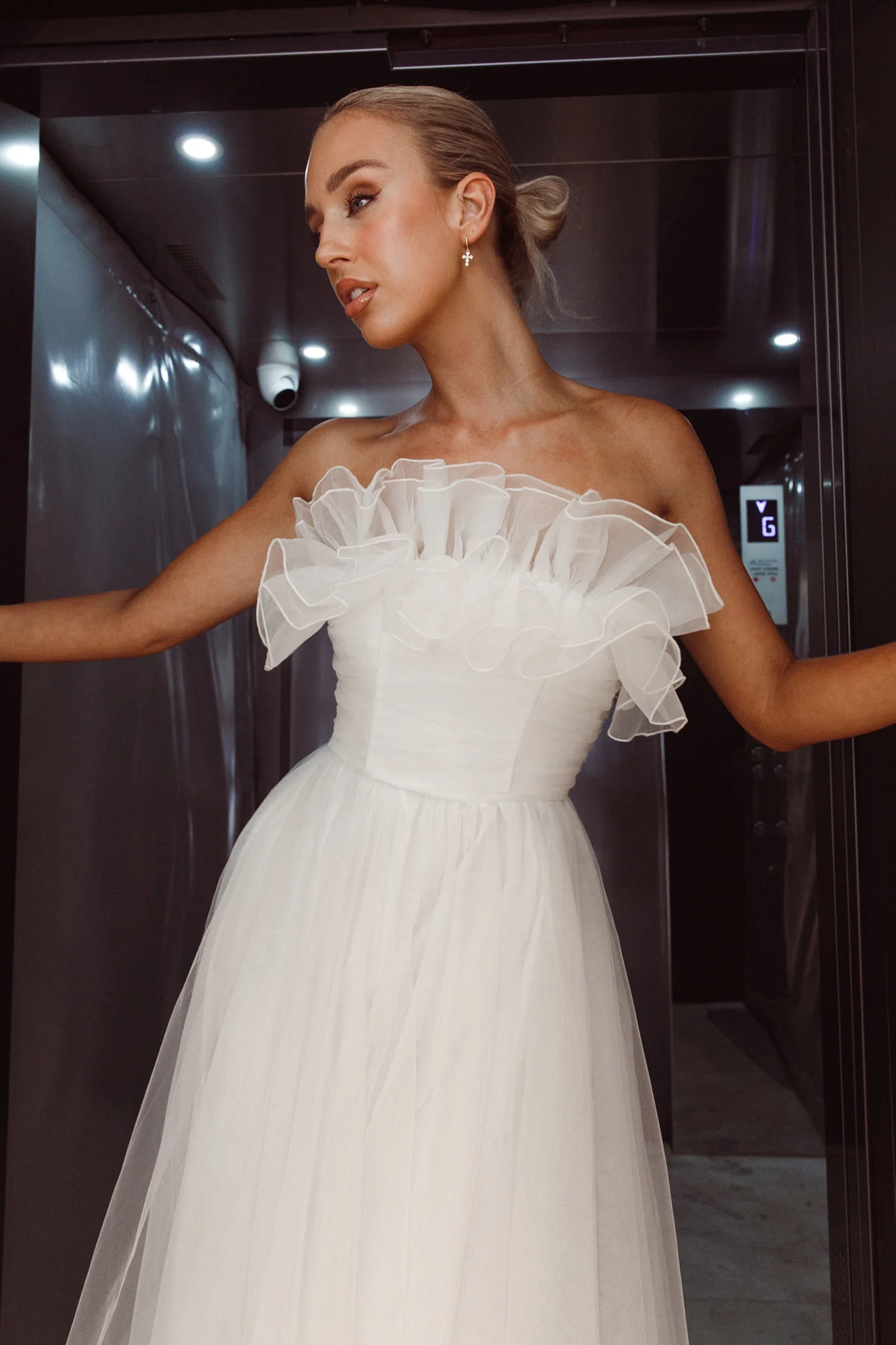 Marietha Organza Frill Maxi Wedding Dress White