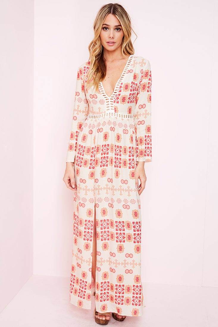 Avery Casual Maxi Dress Red Print