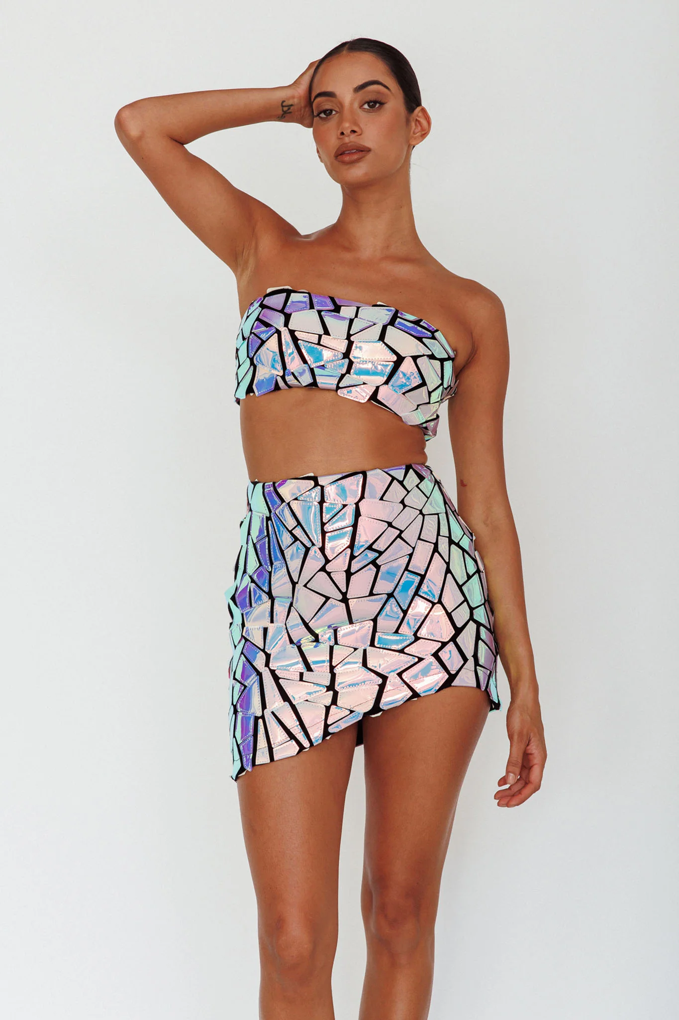 El Camino Mosaic Mini Skirt Silver