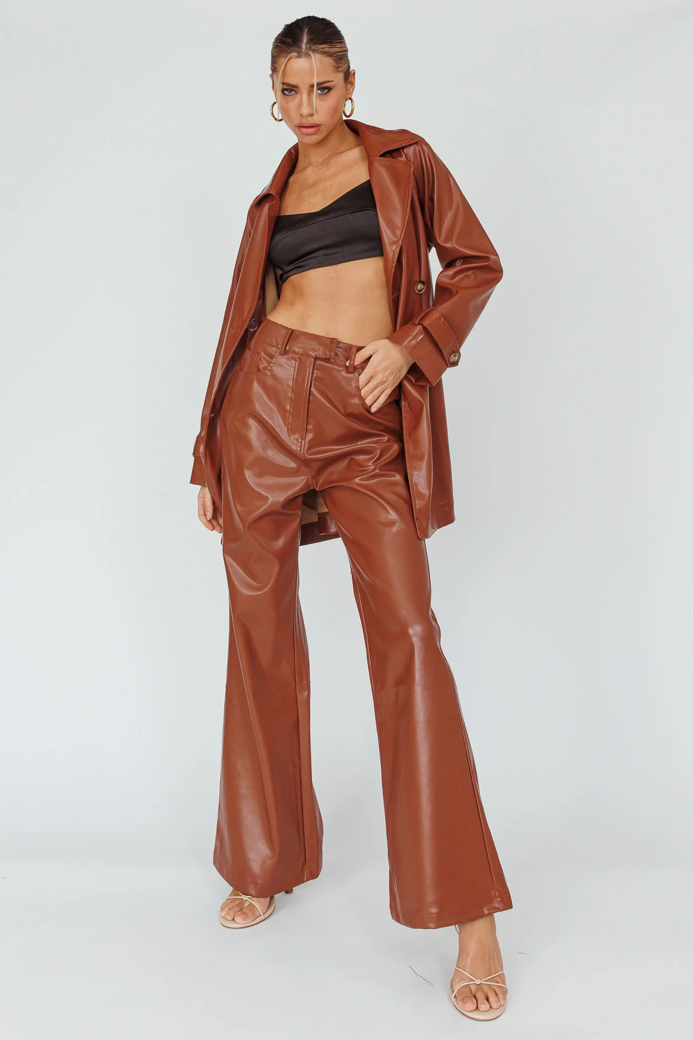 Coussin Faux Leather Pants Terracotta
