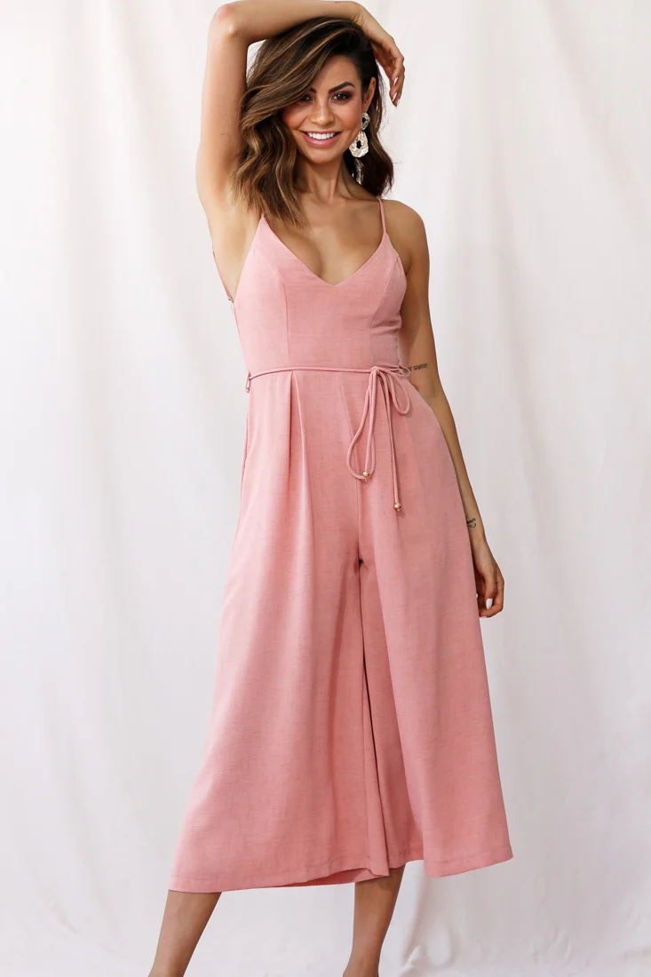 Brighton Low Back Wide Leg Jumpsuit Rose