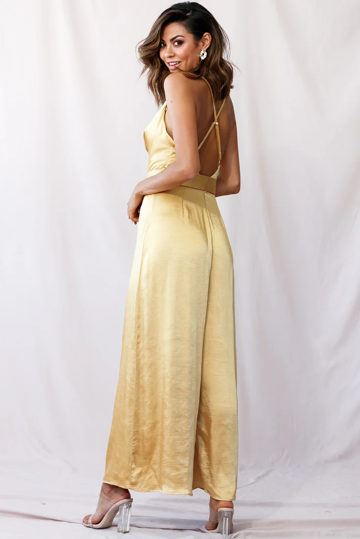 Mali Wide Leg Belted Jumpsuit Mustard