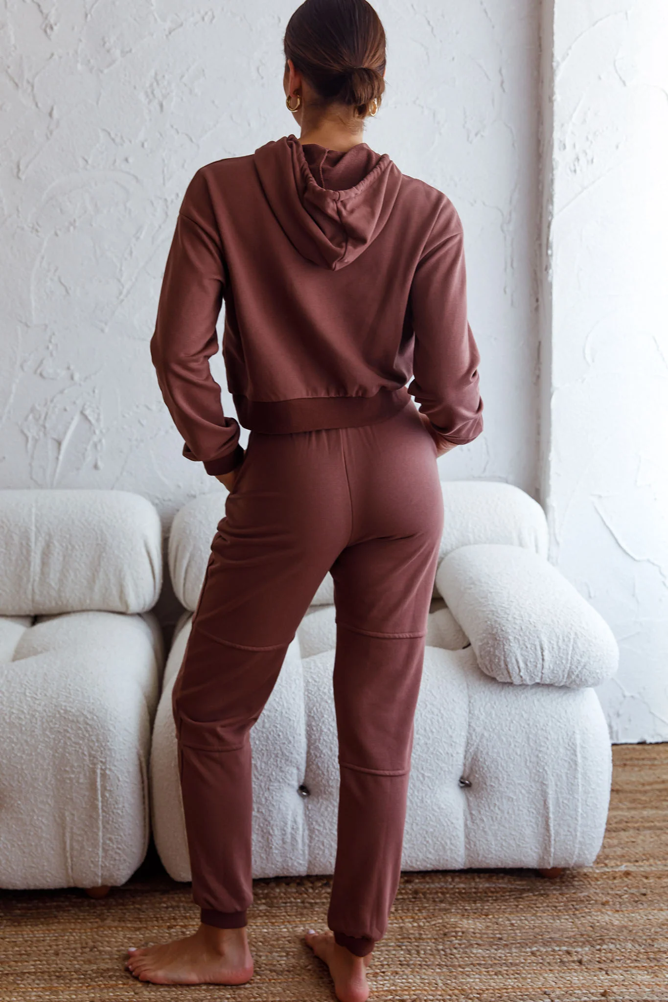 Glow Getter Elasticated Waist Embroidery Logo Jogger Pants Chocolate