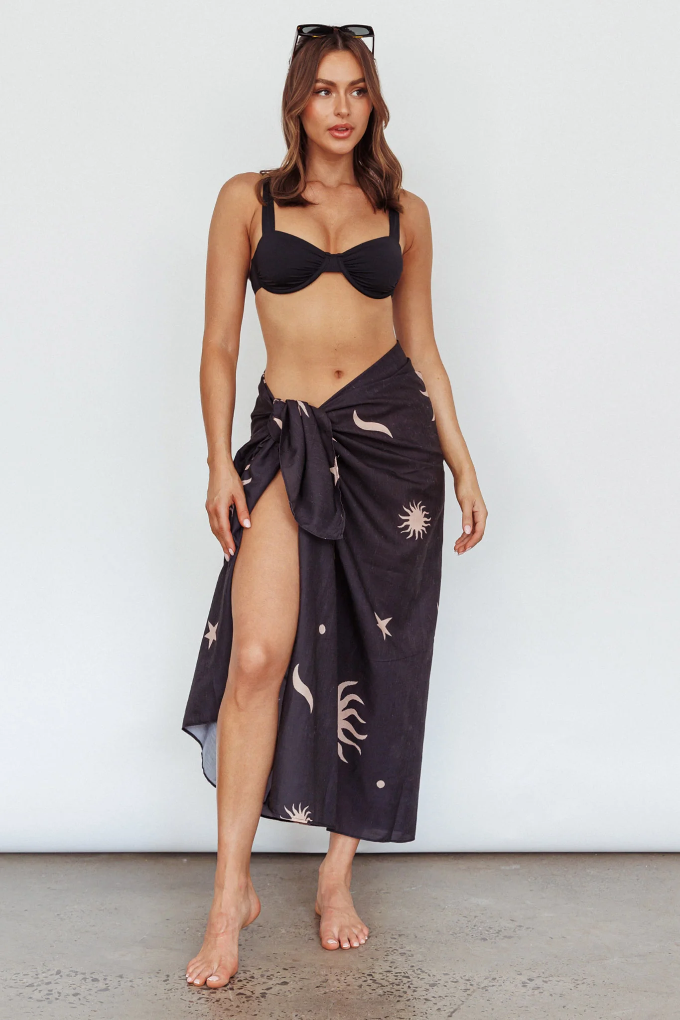 Sunshine Coast Multi-Way Scarf Sun Moon Black