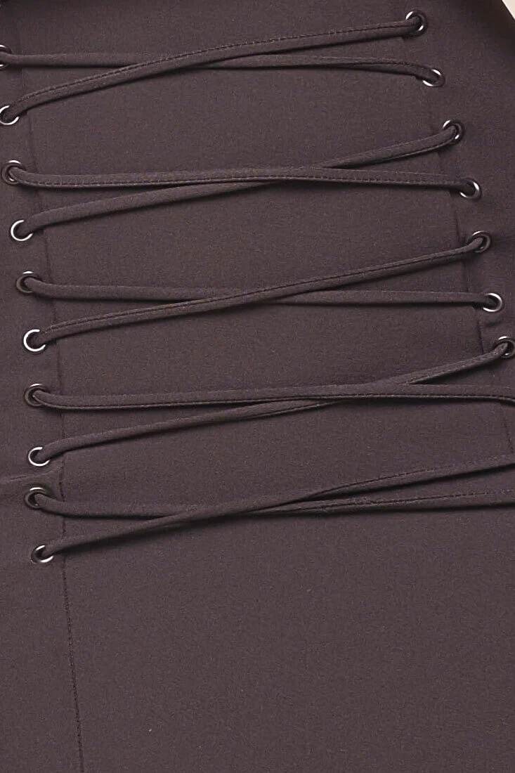 Ivy Lace Up Waist Bodycon Dress Black