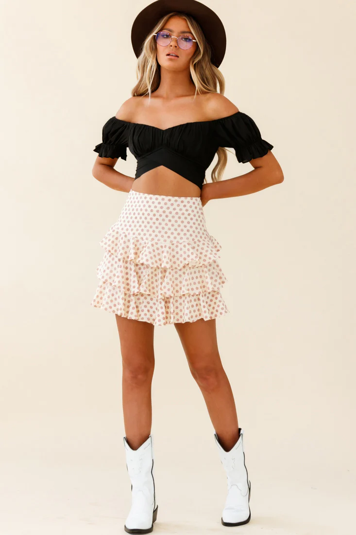 Let Them Eat Cake Triple Ruffle Skirt Polka Dot Rose