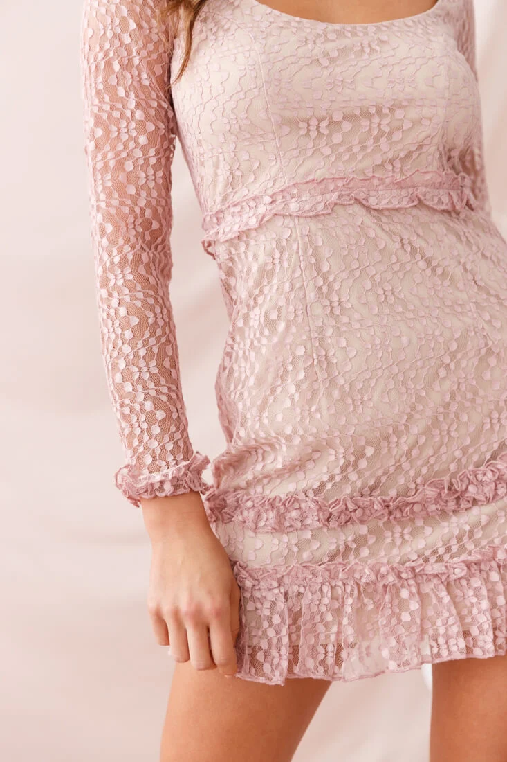 Birkin Long Sleeve Sheath Dress Mauve