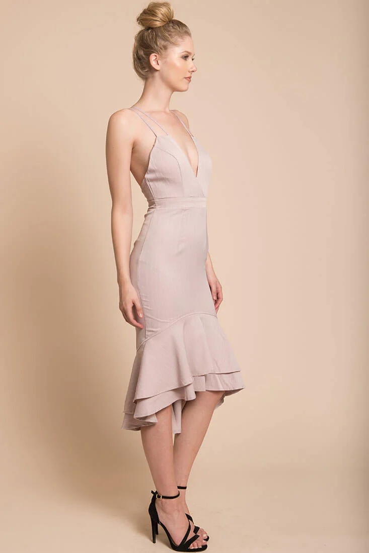 Avery Thin Strap Wedding Guest Dress Blush