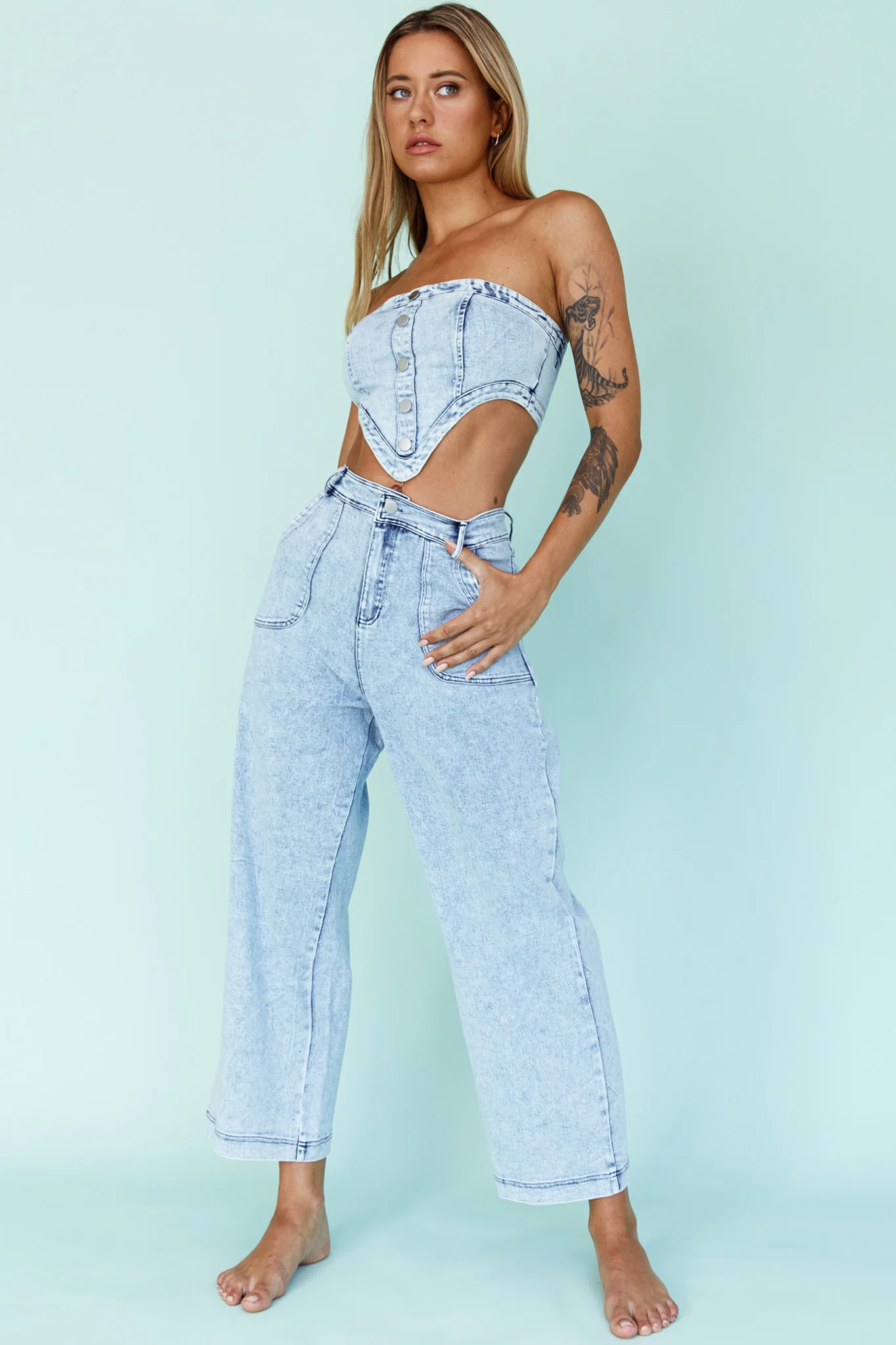 Uptown Wide Leg Pants Denim