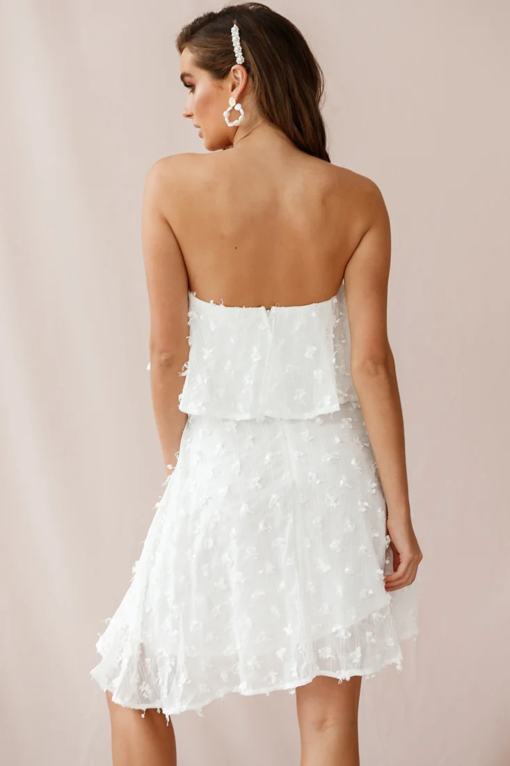 Bel Air Embellished Bandeau Dress White