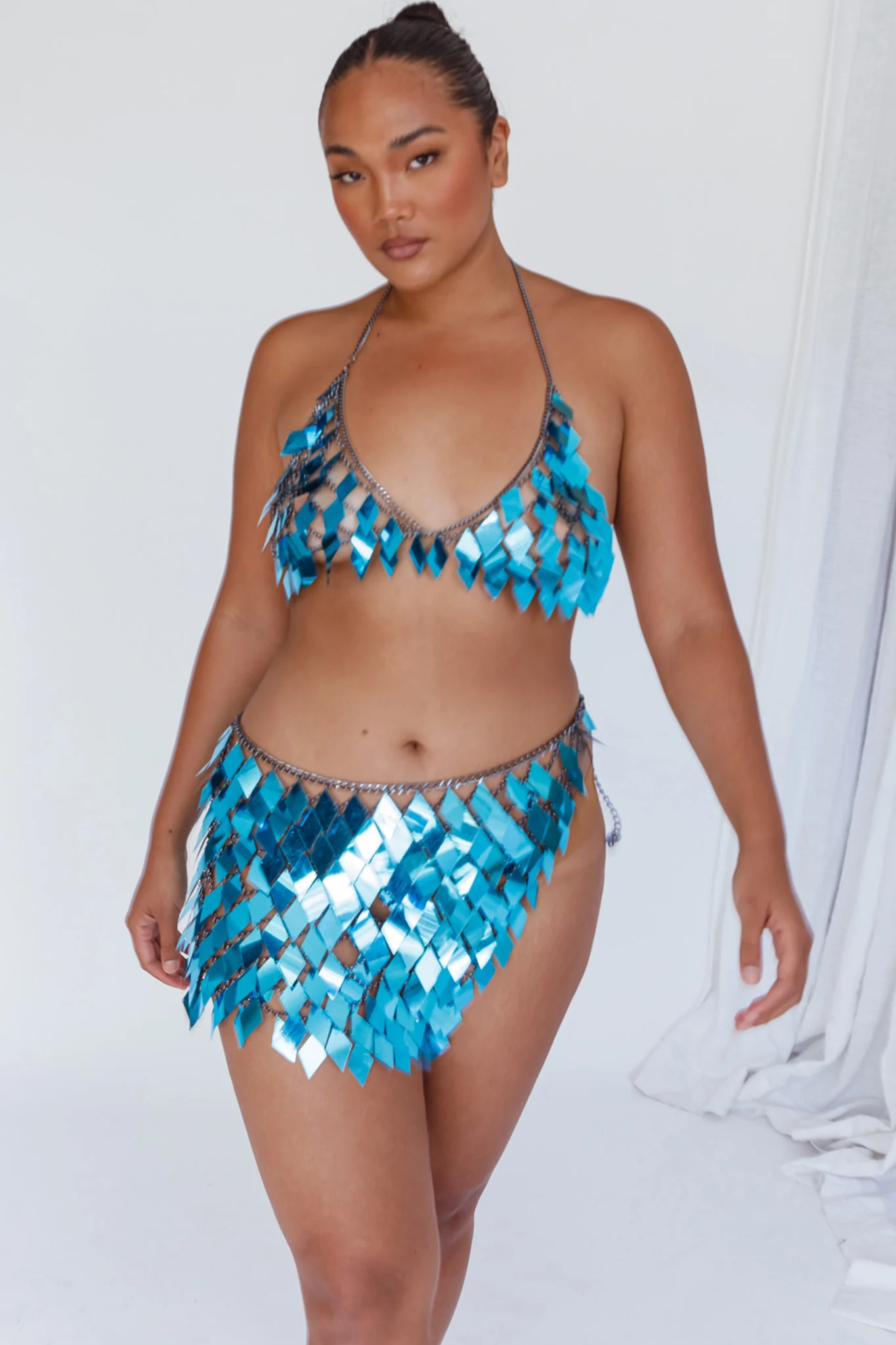 River Festival Shiny Sequins 2 Piece Set Blue
