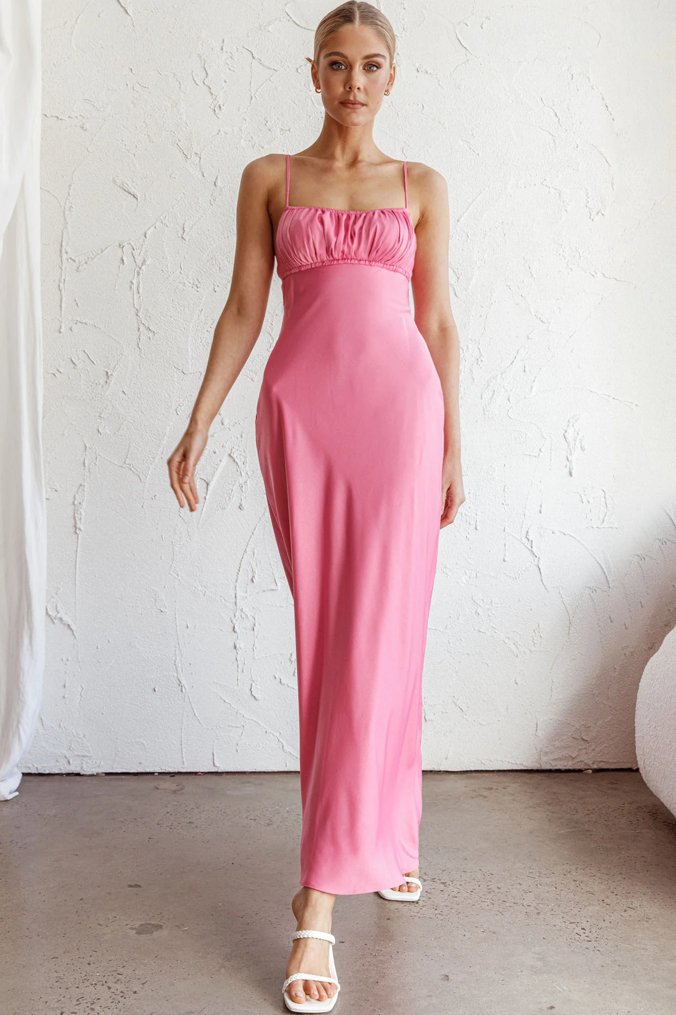 From Above V-Back Midi Dress Hot Pink