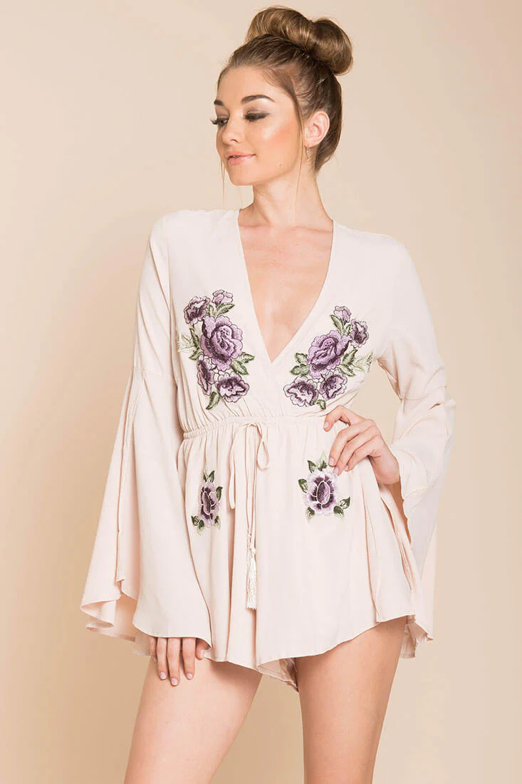 Lailani Floral Romper Nude