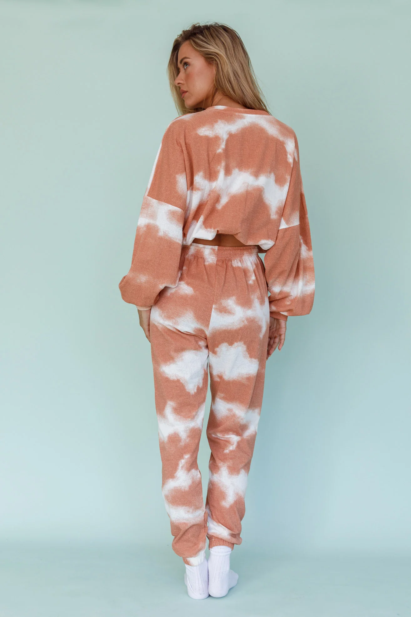 Low Key Drawstring Ribbed Pants Orange