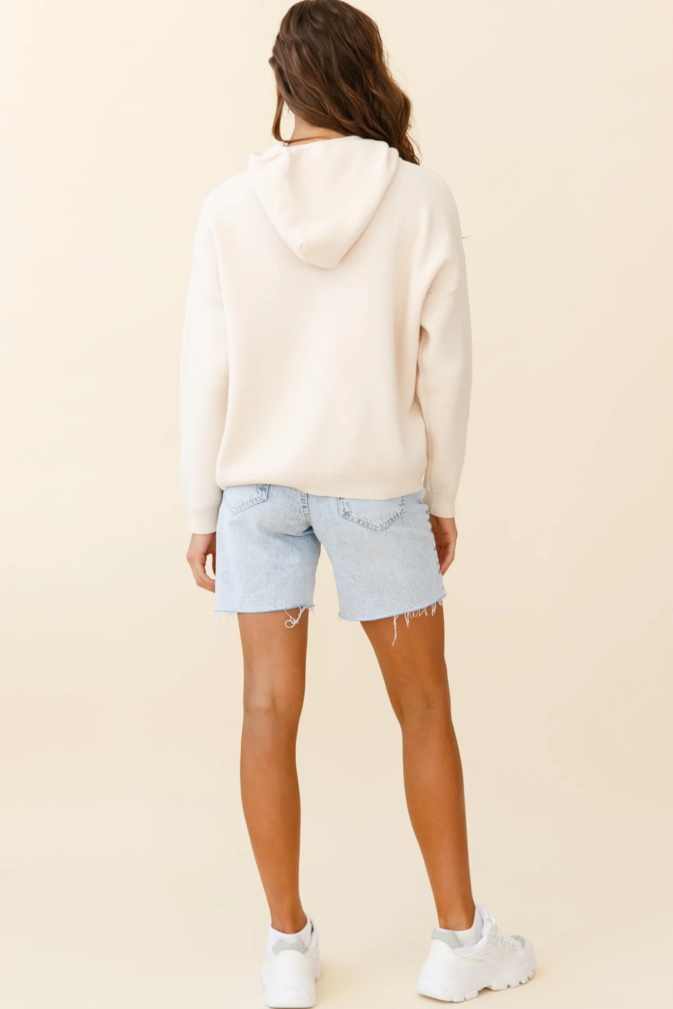 Nightrider Drop Sleeve Hooded Sweater Cream