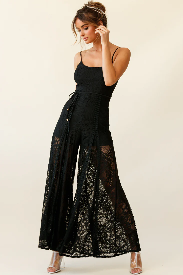 Palm Springs Lace Jumpsuit Black