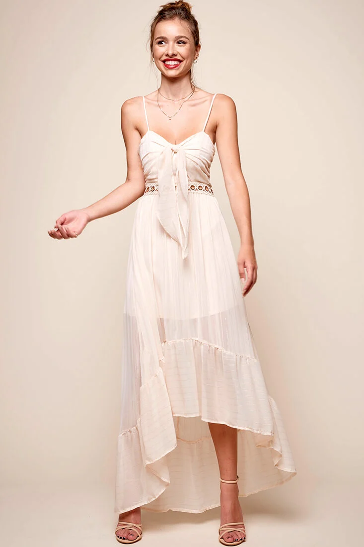 Riviera High-Low Hem Dress Beige