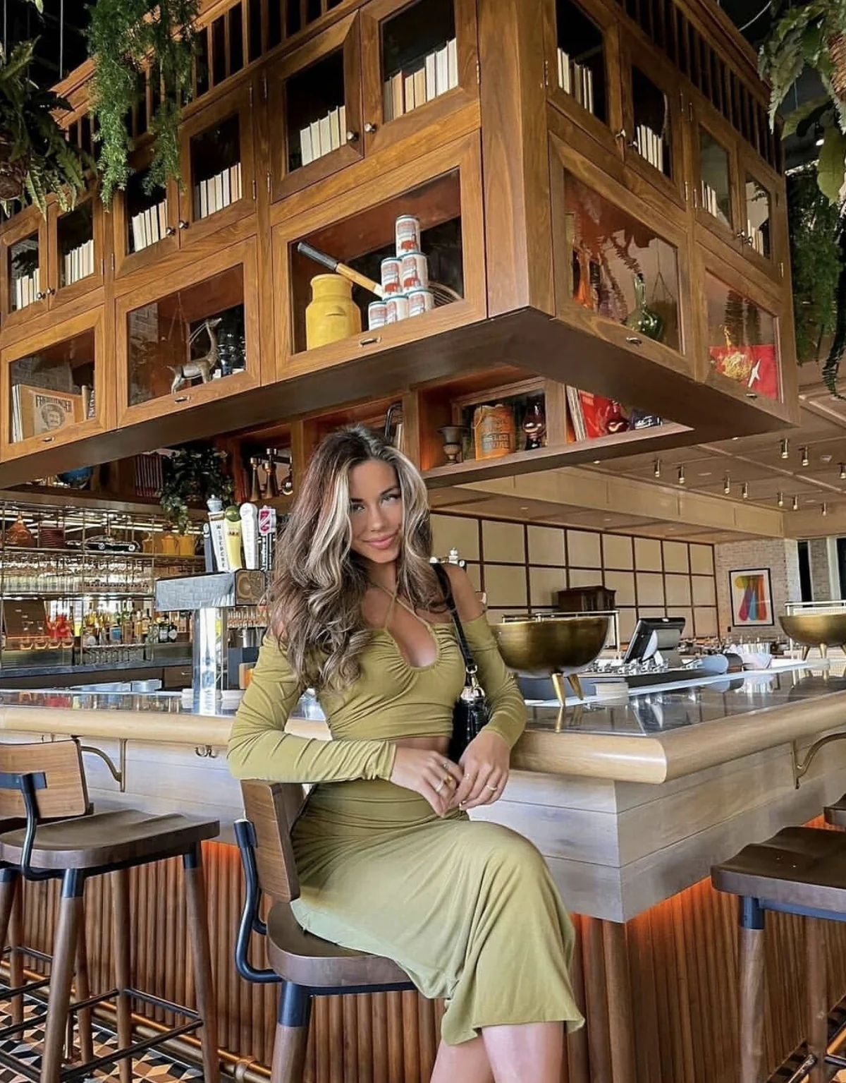 Your Muse Drawstring Side Midi Skirt Olive