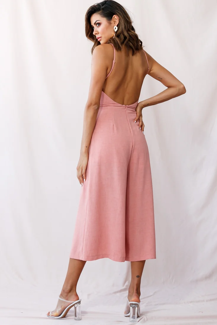 Brighton Low Back Wide Leg Jumpsuit Rose