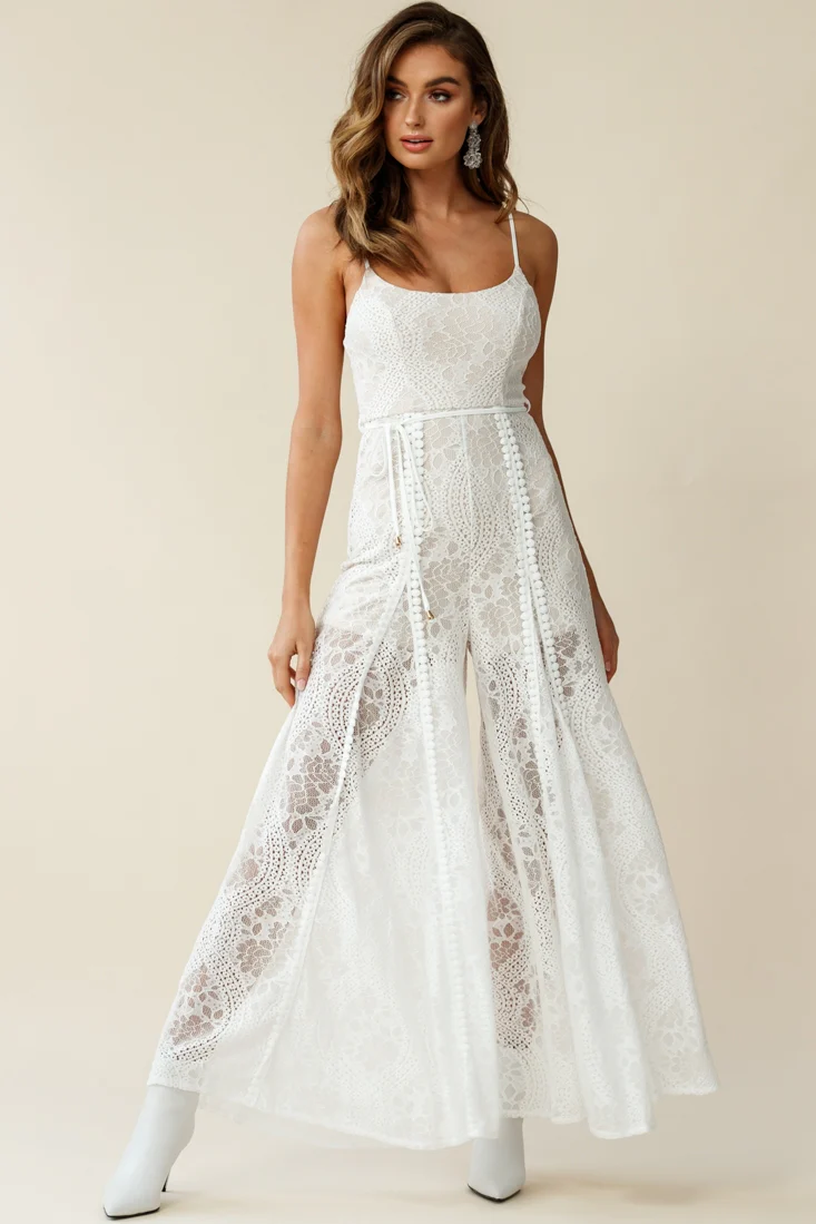 Palm Springs Lace Jumpsuit White