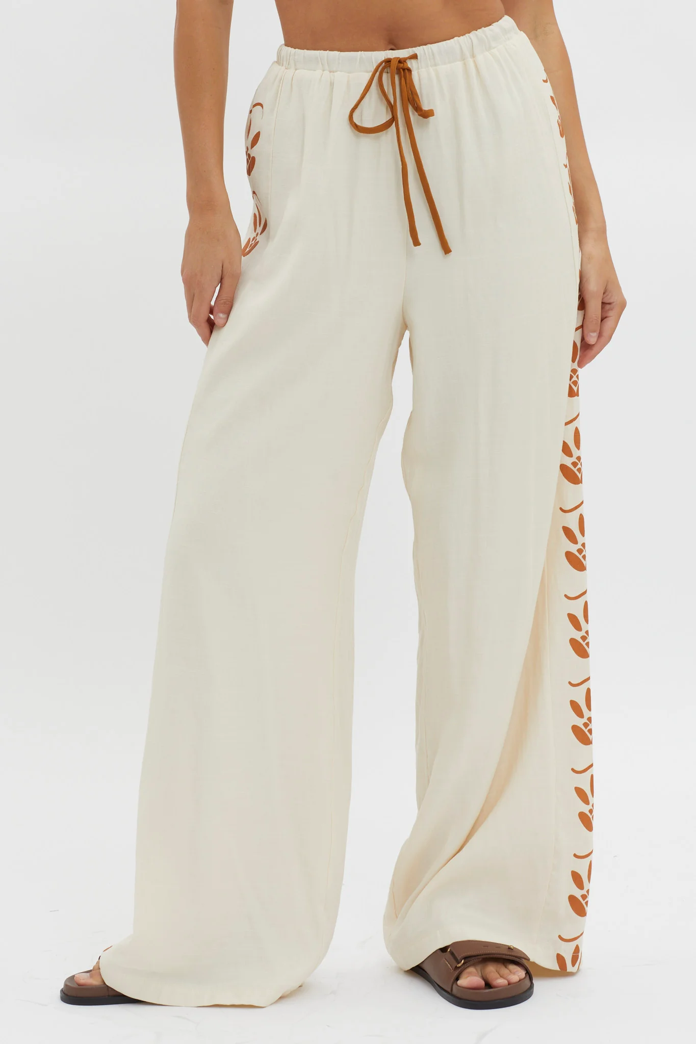 Maghan Side Print Long Pants Beige
