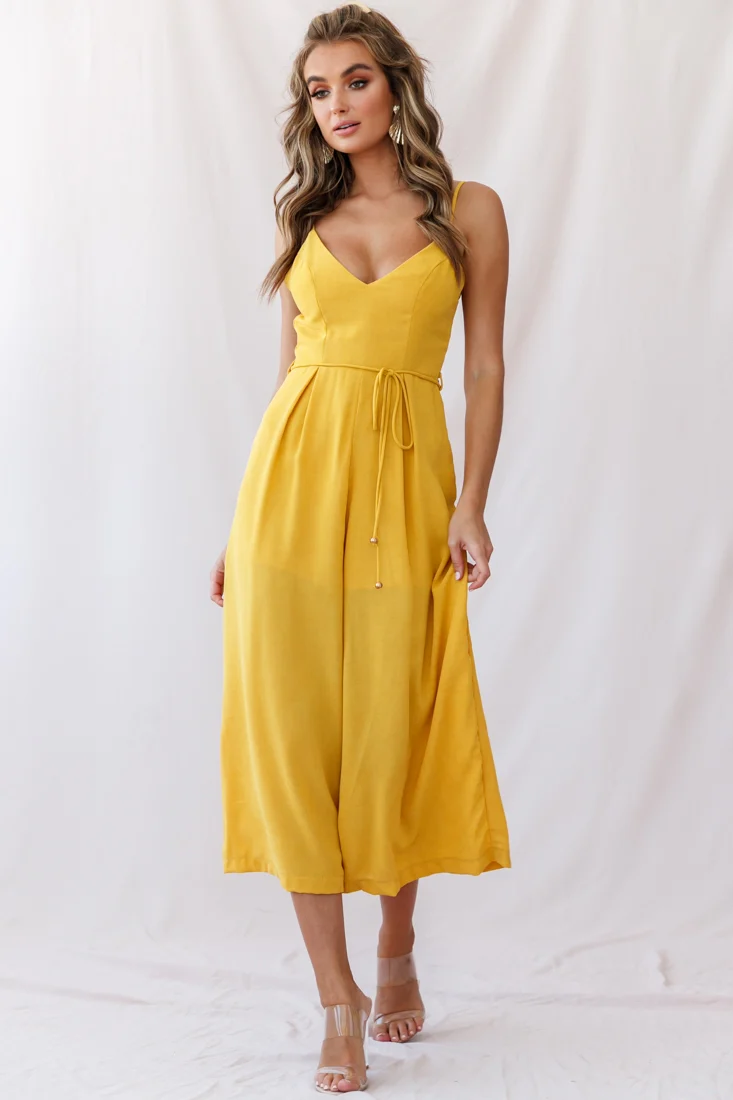 Brighton Low Back Wide Leg Jumpsuit Mustard