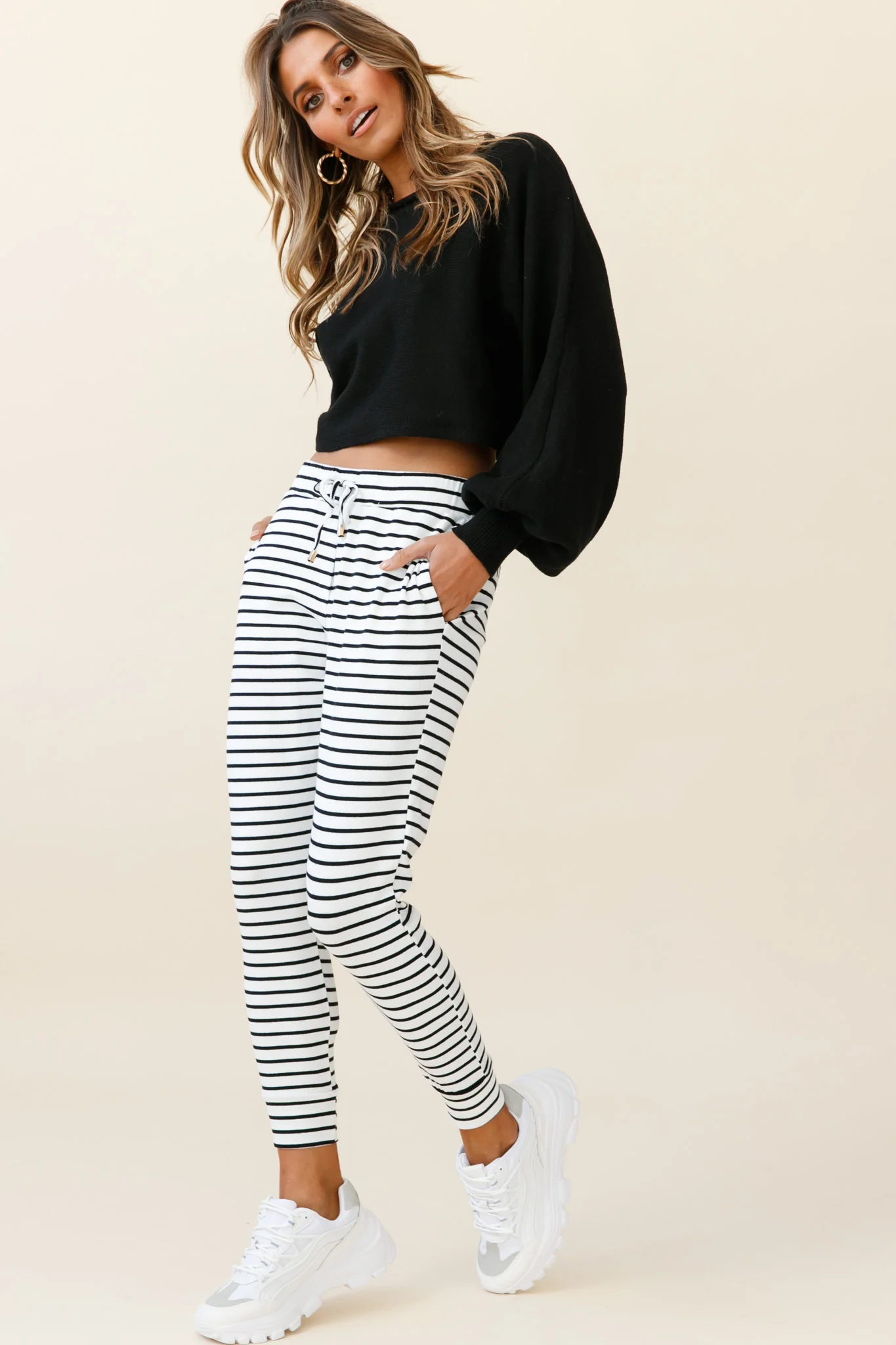 Jameson Pocket Jogger Pants Striped Black