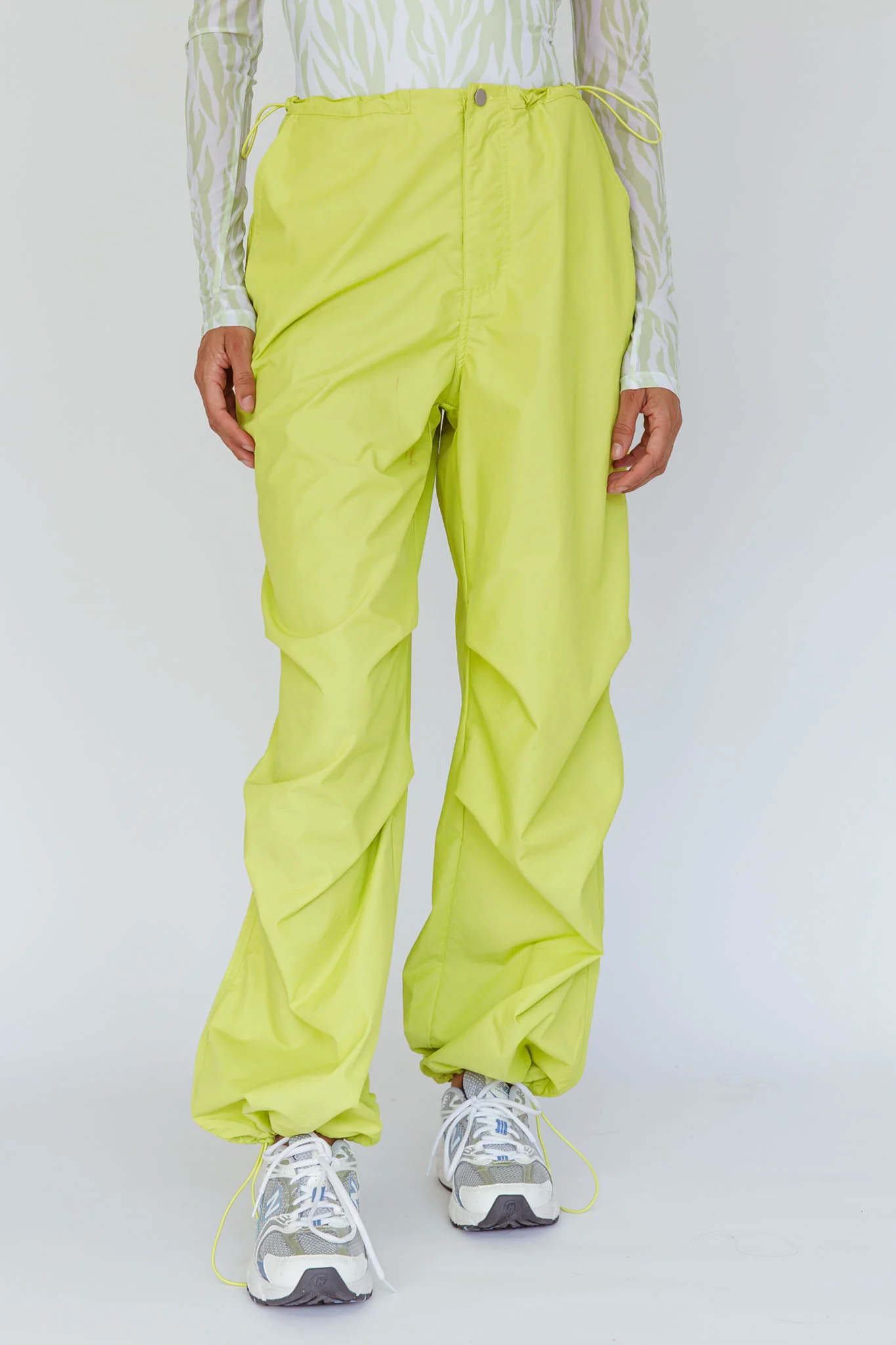 Break Dance Wide Leg Drawstring Pants Lime