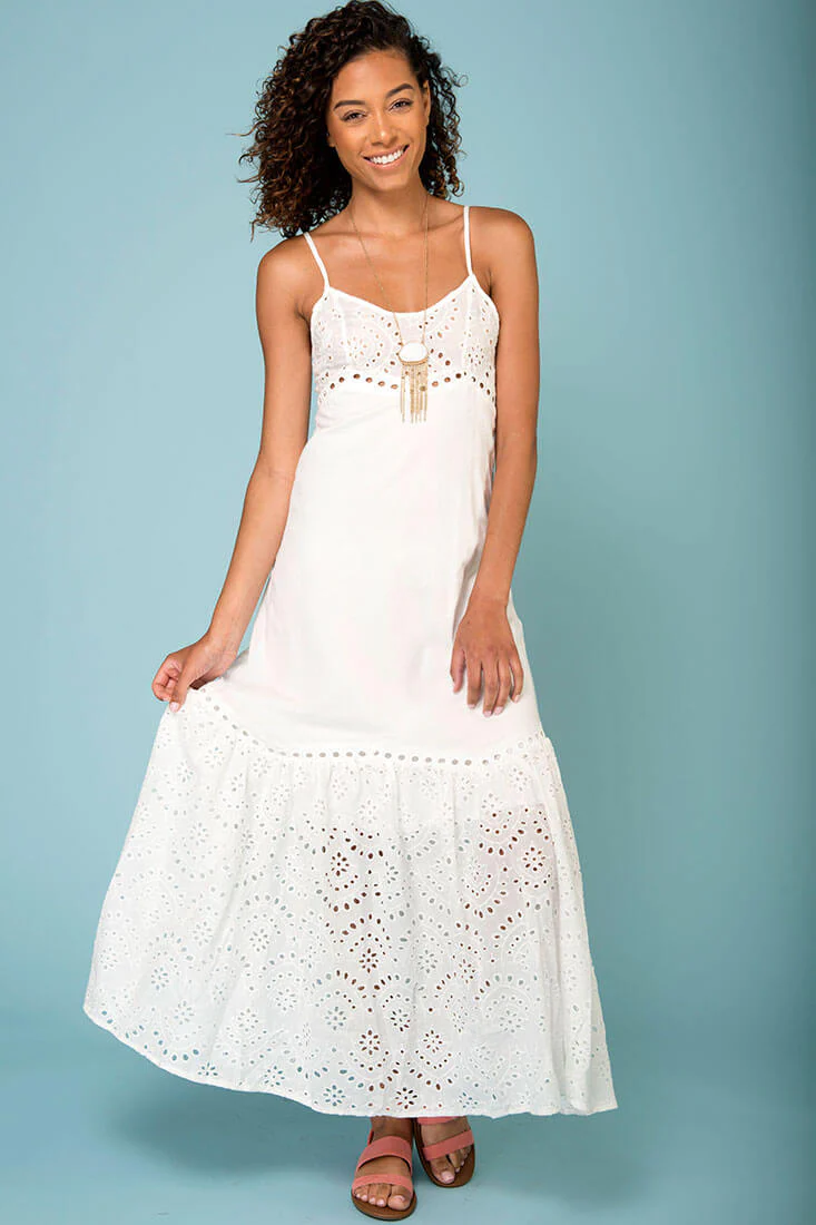 Angeline Thin Strap Maxi Dress White