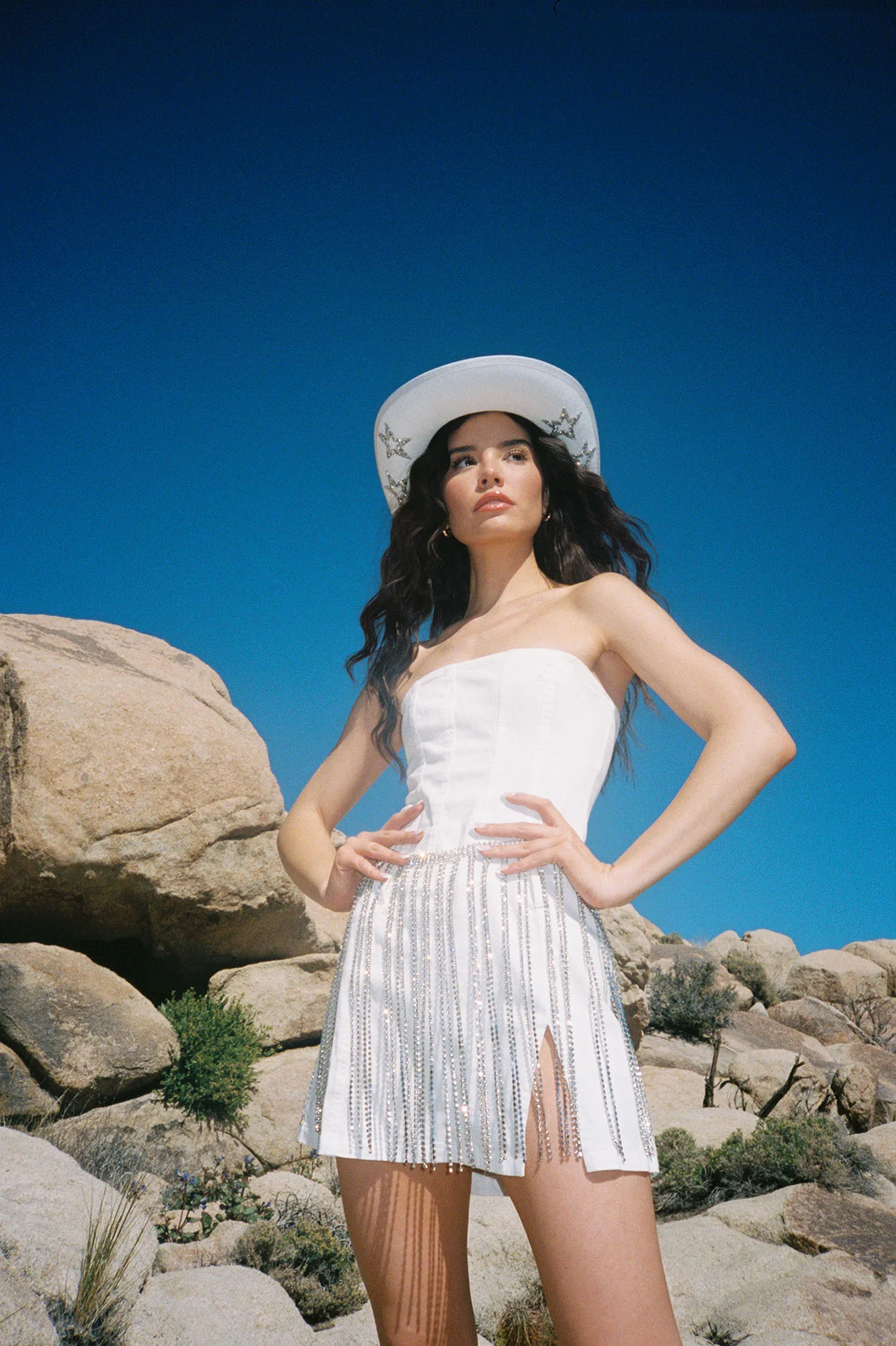 Venus Rising Diamante Bodychain Skirt Silver