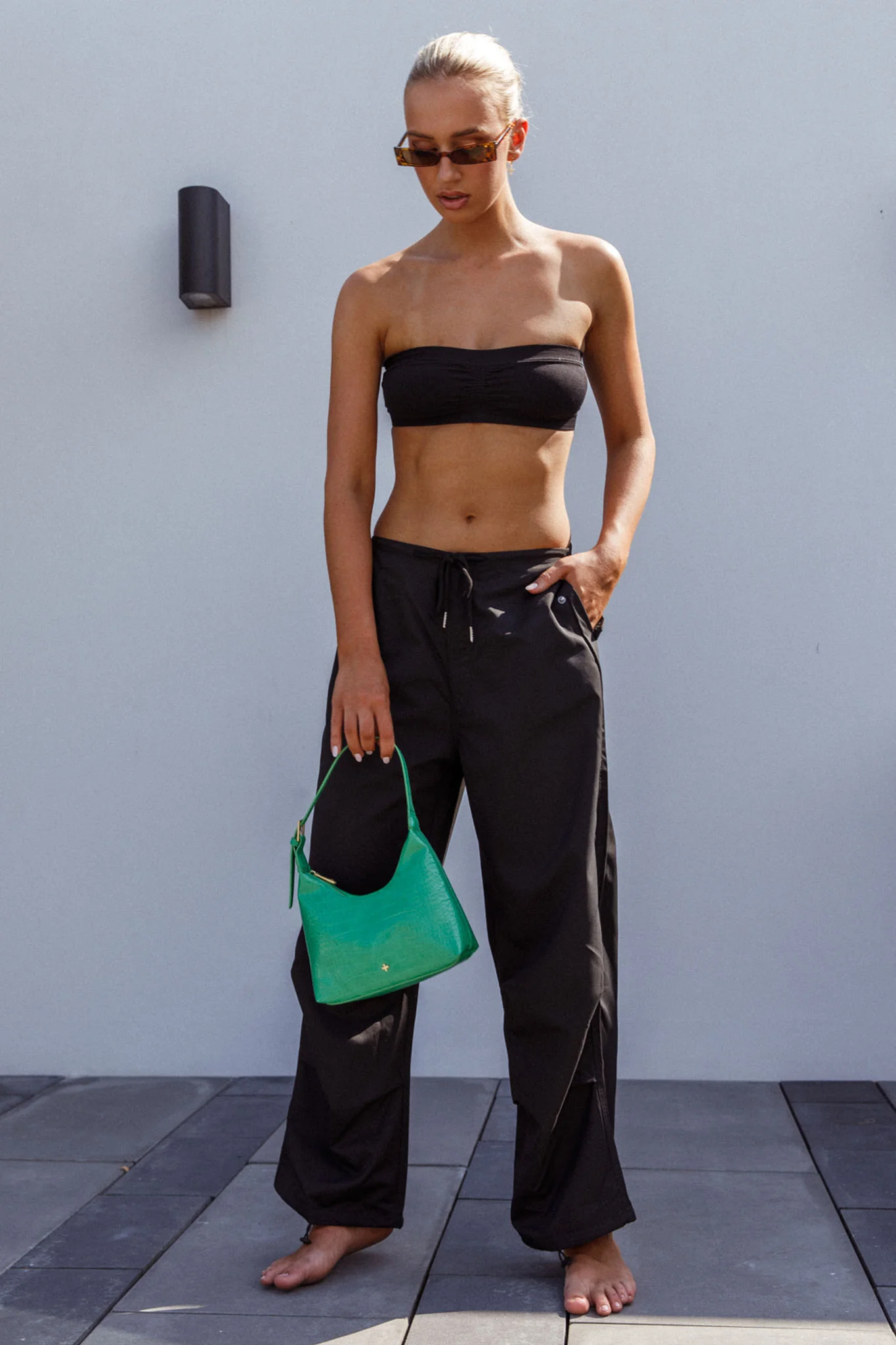 Starting Line Low Rise Wide Leg Pants Black