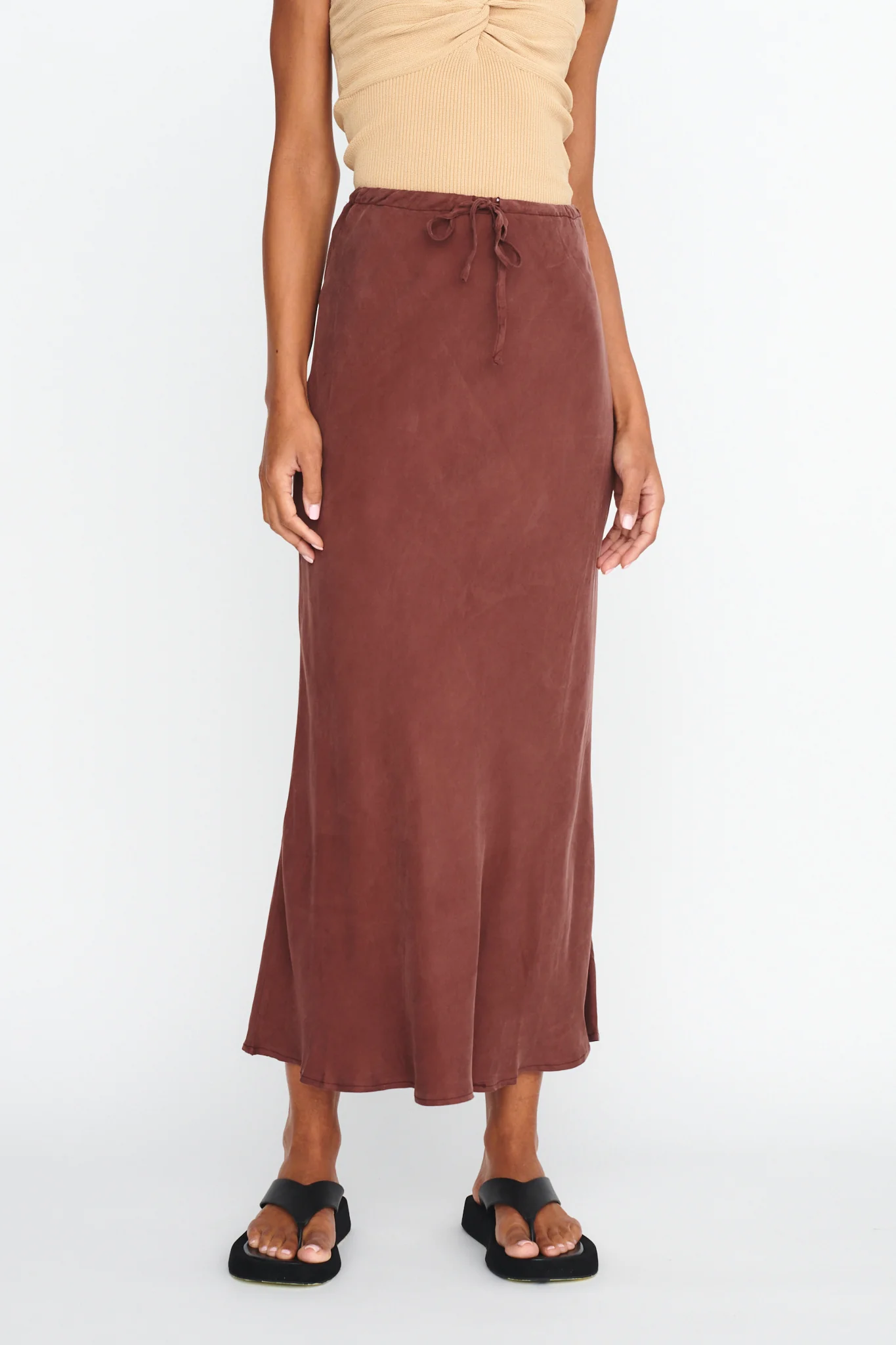 Merisa Drawstring Midi Skirt Choco